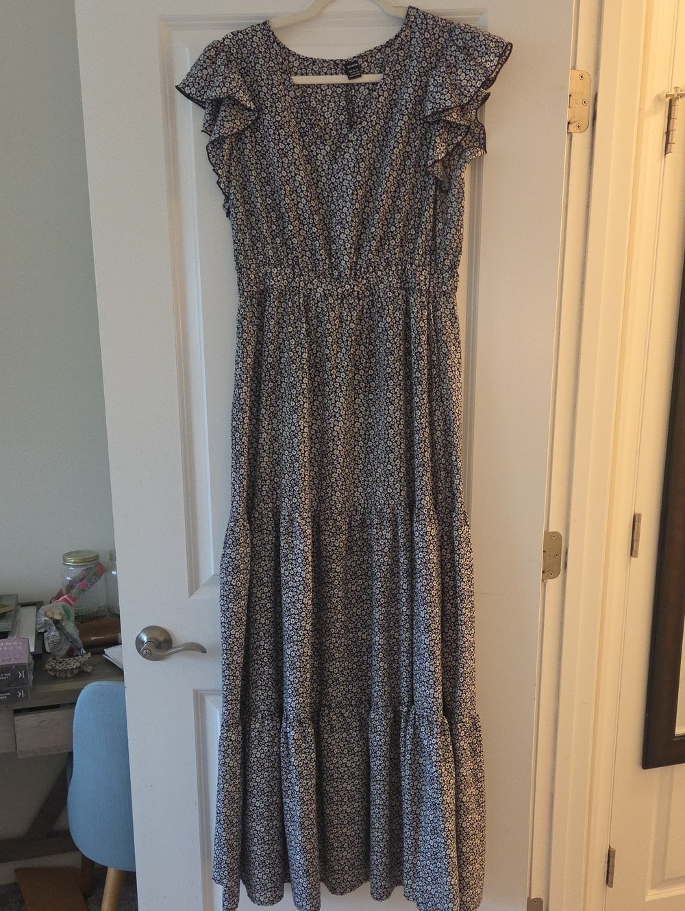 Women's Black Floral Tiered Maxi Dress